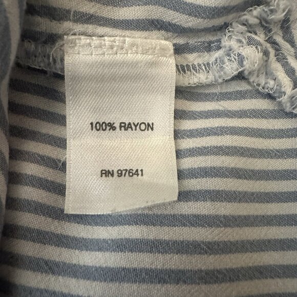 J.Jill Womens Blue White Stripe Roll Tab Sleeve Blouse Sz Large Coastal Preppy - Picture 11 of 12
